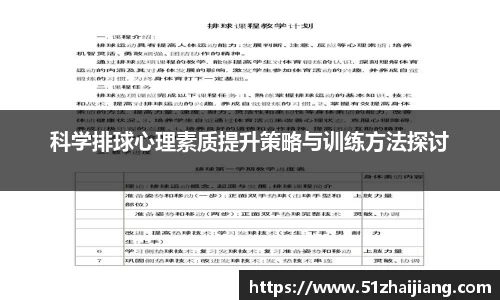 科学排球心理素质提升策略与训练方法探讨